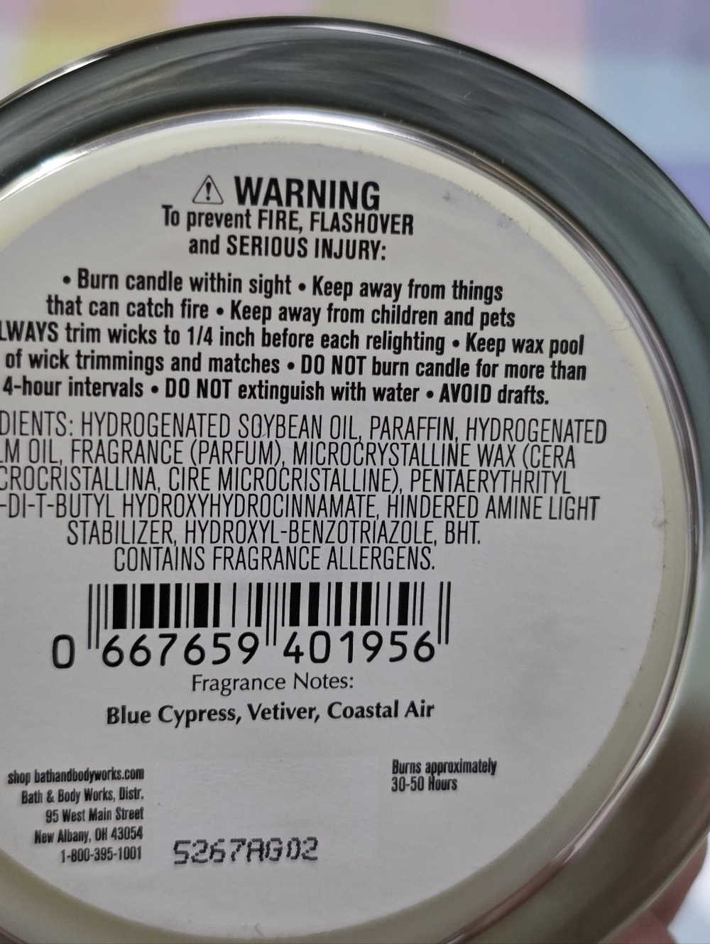 Bath & Body Works The Men's Shop Ocean Soy Wax Single Wick Candle 8oz NEW - Picture 3 of 3